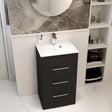 Imex Floor Standing Vanity Unit Matt Black / White Imex Croma Floor Standing Three Door 500mm Vanity Unit with 1 Tap Hole Basin