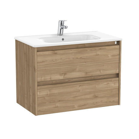 Roca Wall Mounted Vanity Unit Roca Tenet 800mm Wall Mounted Two Drawer Vanity Unit with Basin