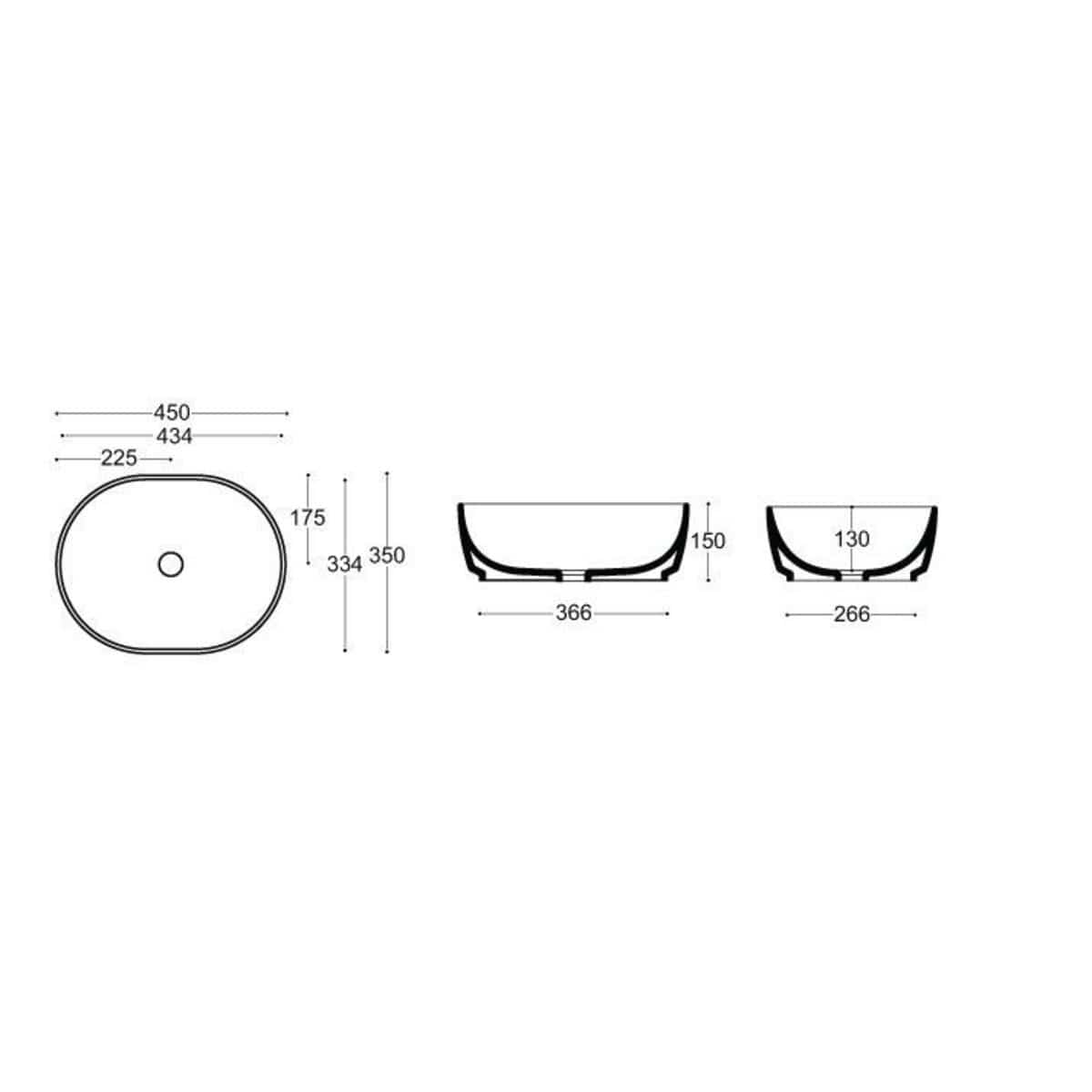 Crosswater Countertop Basin Crosswater Pearl 450mm Oval Countertop Basin