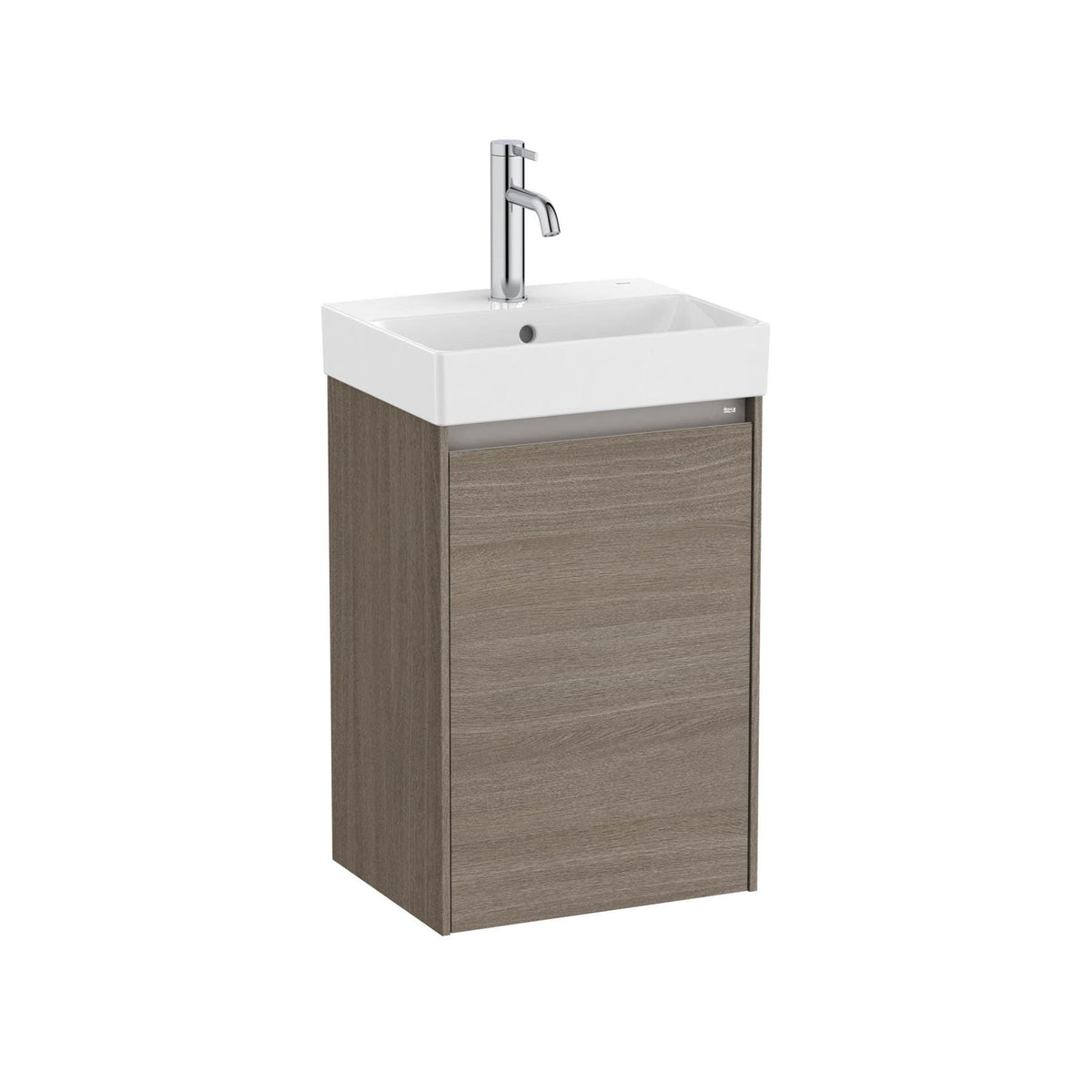Roca Cloakroom Vanity Unit Dark Elm Roca Ona Compact 400mm Wall Mounted One Door Vanity Unit with Basin