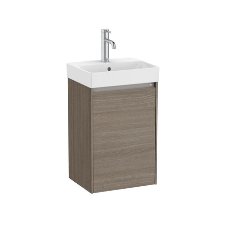 Roca Cloakroom Vanity Unit Dark Elm Roca Ona Compact 400mm Wall Mounted One Door Vanity Unit with Basin