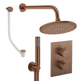 UK Bathroom Store Concealed Shower Set Brushed Bronze / Wall Arm / 300mm Crosswater Crossbox Shower Set 9 - 3 Outlet with Fixed Overhead Shower,Pencil Handset and Overflow Bath Filler Waste