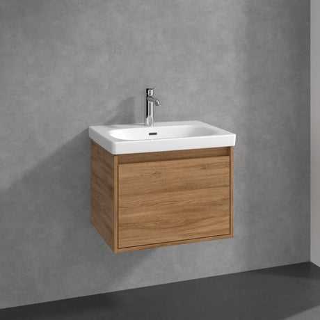 Villeroy & Boch Wall Mounted Vanity Unit Oak Kansas Villeroy & Boch Skyla Wall Mounted 600mm One Drawer Vanity Unit with Basin