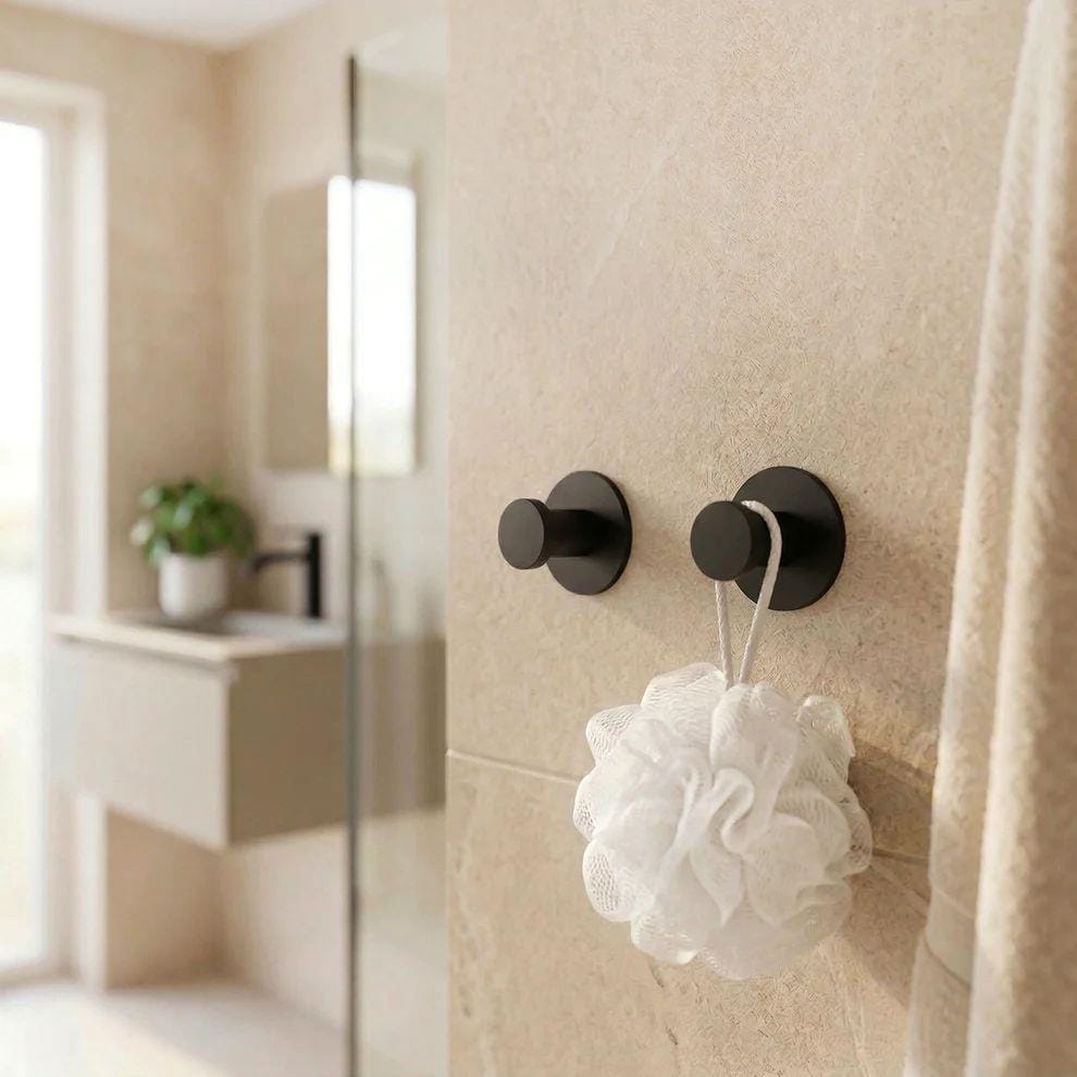 Smedbo Robe Hook Matt Black Smedbo Dot Self-Adhesive Robe Hook (Pair)