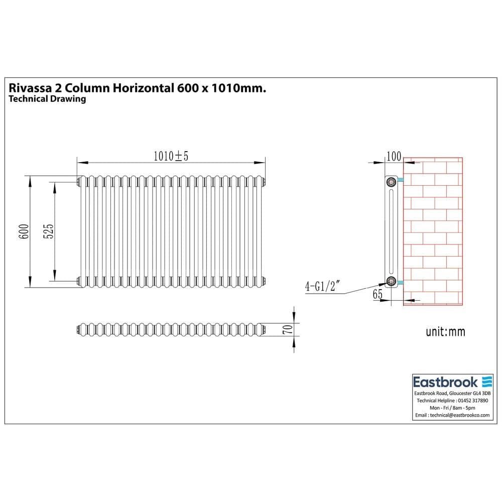 Eastbrook Rivassa Traditional 2 Column Radiator in Matt Anthracite