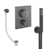 UK Bathroom Store Concealed Shower Set Slate Crosswater Crossbox Push Shower Set 3 - 2 Outlet with Pencil Handset and Overflow Bath Filler Waste