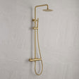 Aquarius Bathrooms Exposed Shower Set Brushed Brass Aquarius RainLux Cool Touch Adjustable Round Exposed Shower Valve and Kit