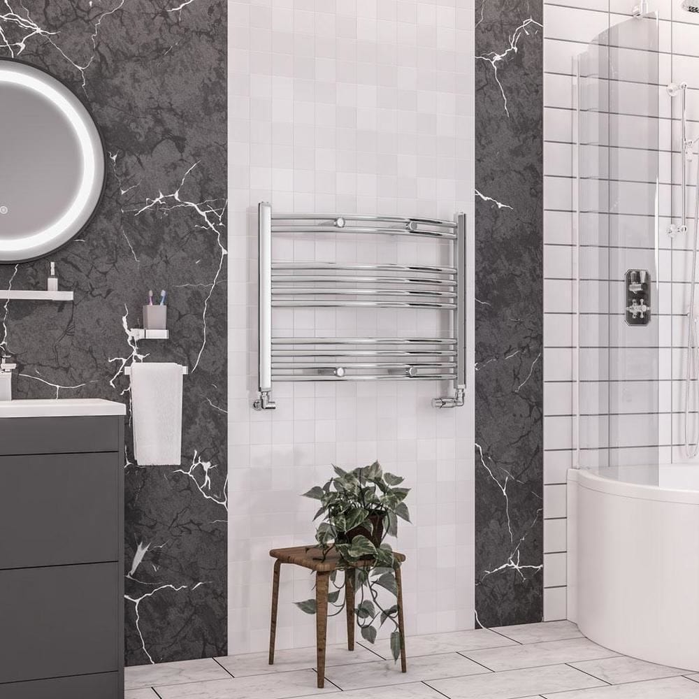 Eastbrook Ladder Rail 600 x 750 / Central Heating Eastbrook Wendover Curved Vertical Heated Towel Rail in Chrome