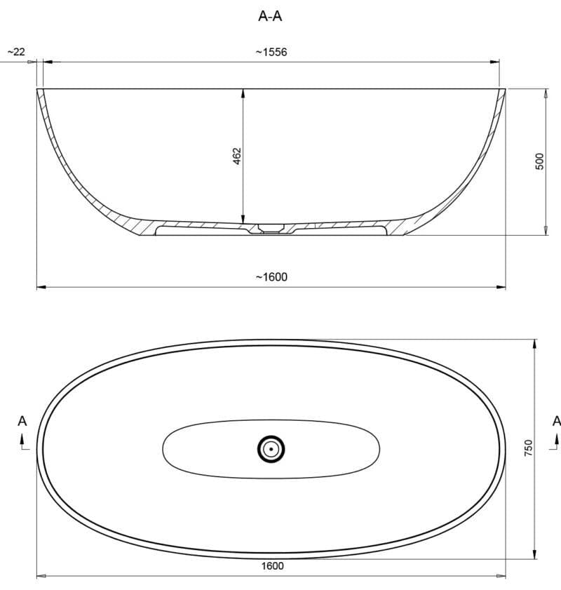 Aquarius Modern Freestanding Bath Aquarius Iseo Freestanding Stone Bath in Gloss White 1600mm