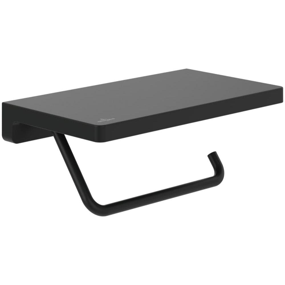 Villeroy & Boch Toilet Roll Holder Matt Black Villeroy & Boch Elements Striking Toilet Roll Holder with Shelf