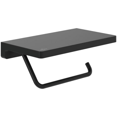 Villeroy & Boch Toilet Roll Holder Matt Black Villeroy & Boch Elements Striking Toilet Roll Holder with Shelf