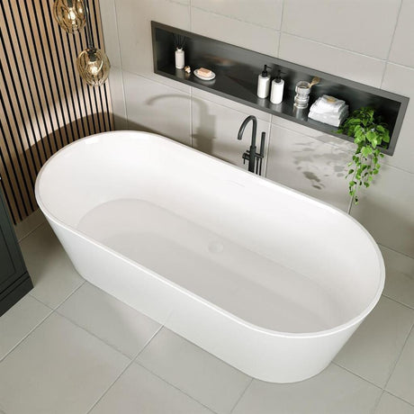Eastbrook Modern Freestanding Bath Eastbrook Putney Low Level Freestanding Bath - 1590 x 740mm in Gloss White