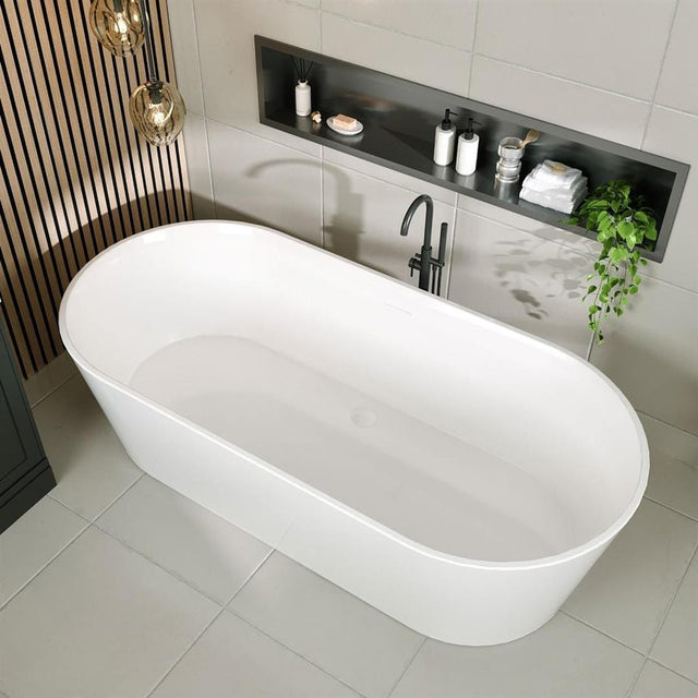 Eastbrook Modern Freestanding Bath Eastbrook Putney Low Level Freestanding Bath - 1590 x 740mm in Gloss White