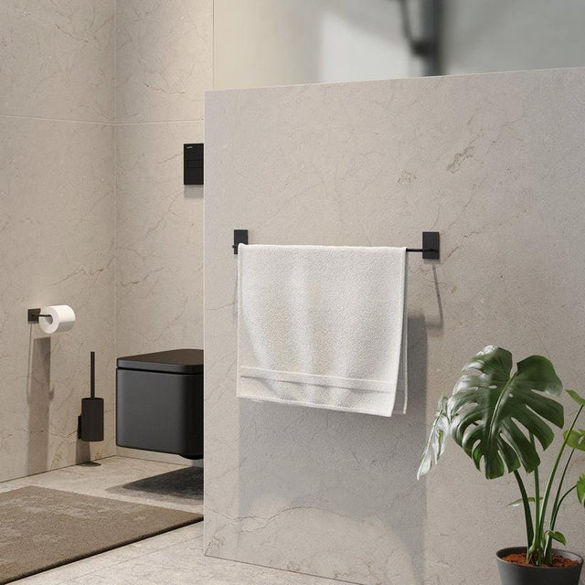 Smedbo Towel Rails and Rings Matt Black Smedbo Beslagsboden Square Self-Adhesive Towel Rail