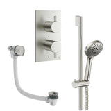 Crosswater Concealed Shower Set Brushed Nickel Crosswater Design 2 Handle 2 Outlet Shower Set 6 with Slide Rail Kit and Overflow Bath Filler
