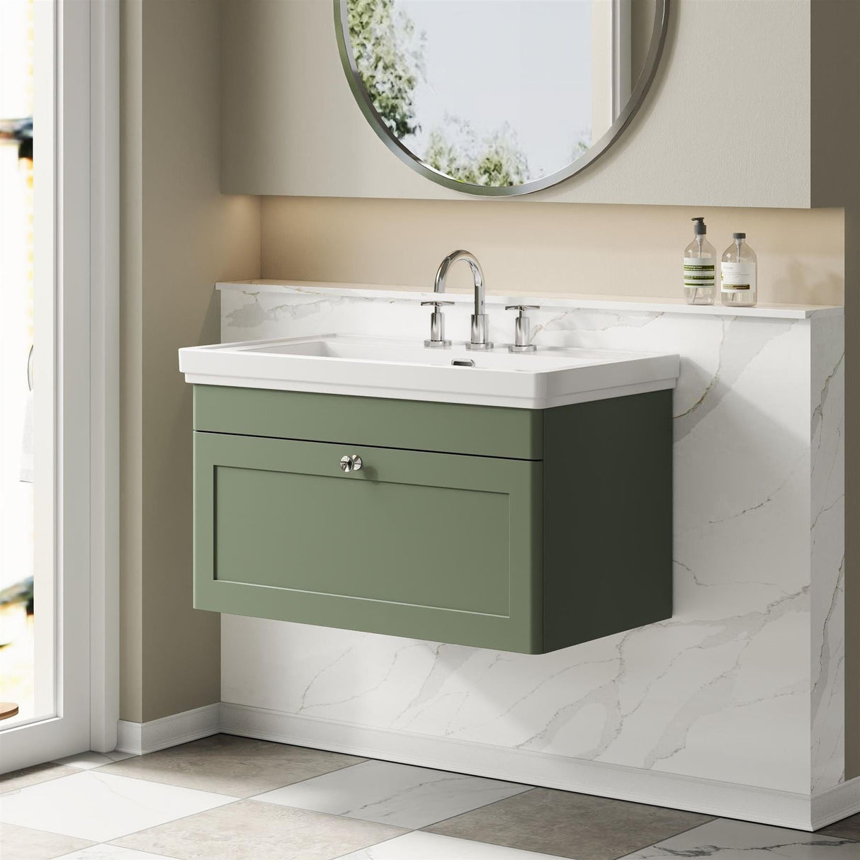Aquarius Bathrooms Wall Mounted Vanity Unit Aquarius Leighton 800mm Wall Mounted  One Drawer Vanity Unit with Basin