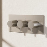 Crosswater Concealed Shower Valve Brushed Nickel Crosswater MPRO 3 Outlet, 3 Handle Landscape Concealed Thermostatic Shower Valve