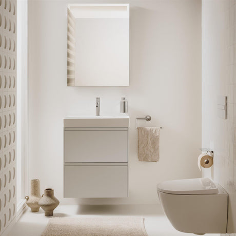 Roca Wall Mounted Vanity Unit Matt White Roca Ona 600mm Compact Wall Mounted Two Drawer Vanity Unit with Basin