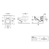 Villeroy & Boch Wall Hung Toilet Villeroy & Boch Skyla Square Wall Hung Rimless Toilet with Twist Flush and Soft Close Seat