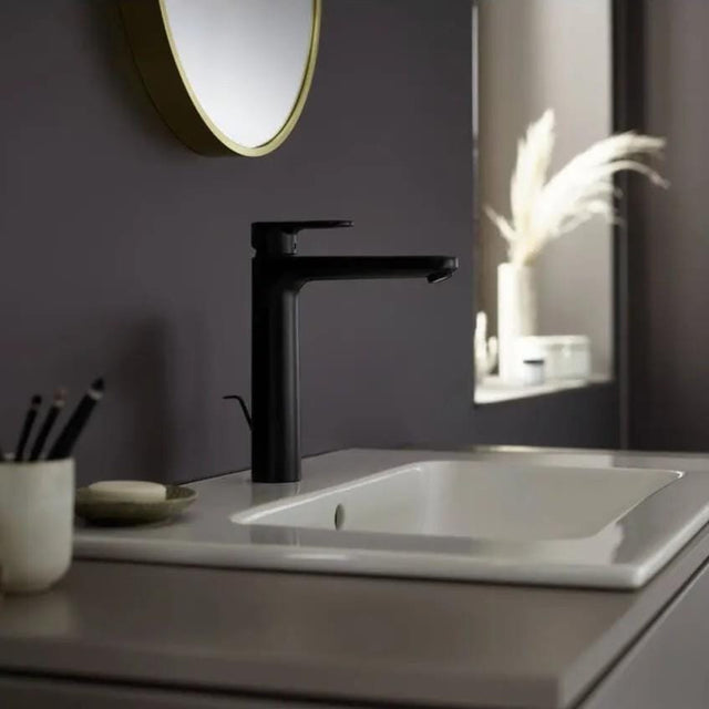 Hansgrohe Mono Basin Tap Hansgrohe Vernis Blend Single Lever Basin Mixer Tap 190 with Pop-Up Waste in Matt Black