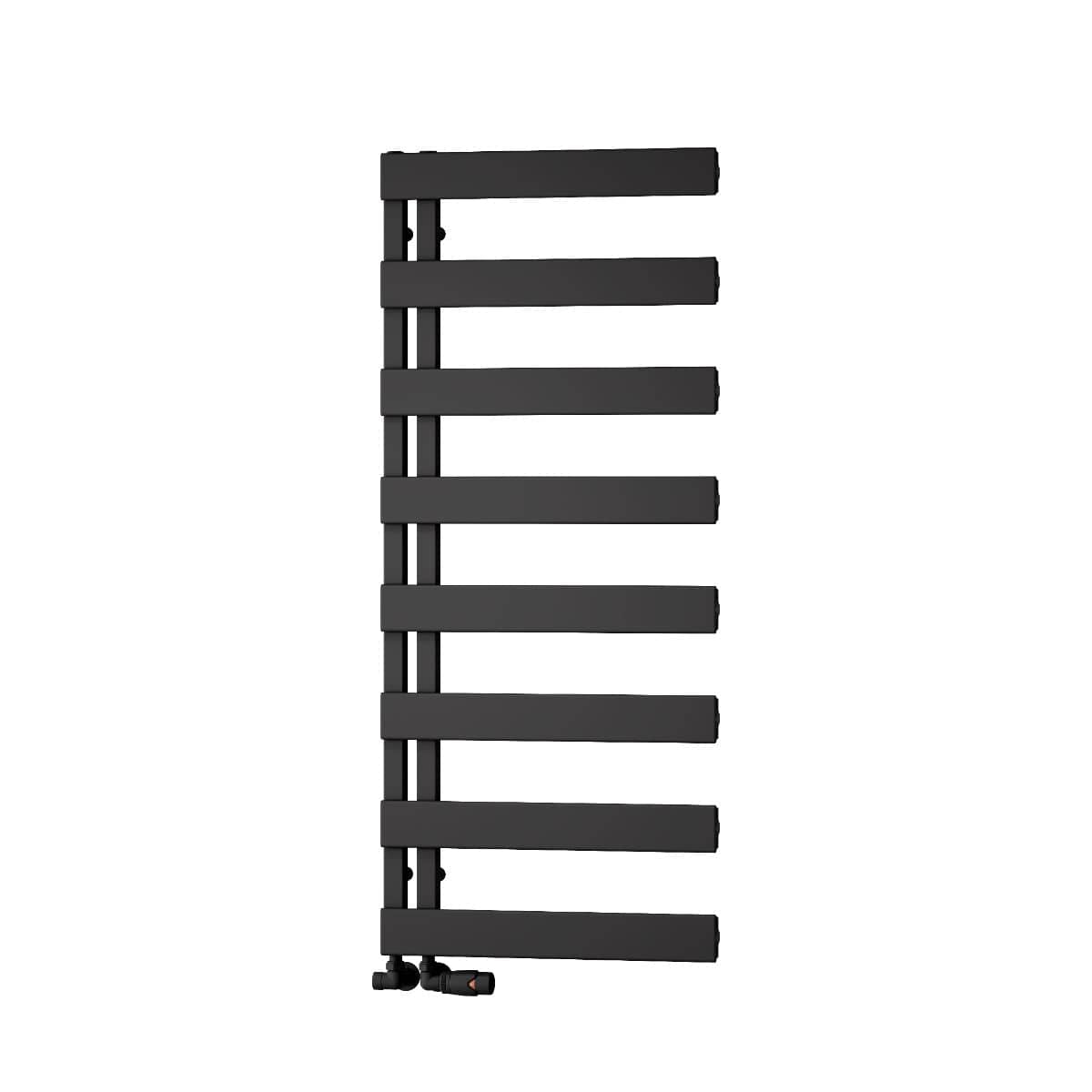 Reina Ladder Rail 1190 x 500mm / Black Reina Carpena Aluminium Central Heating Designer Towel Rail