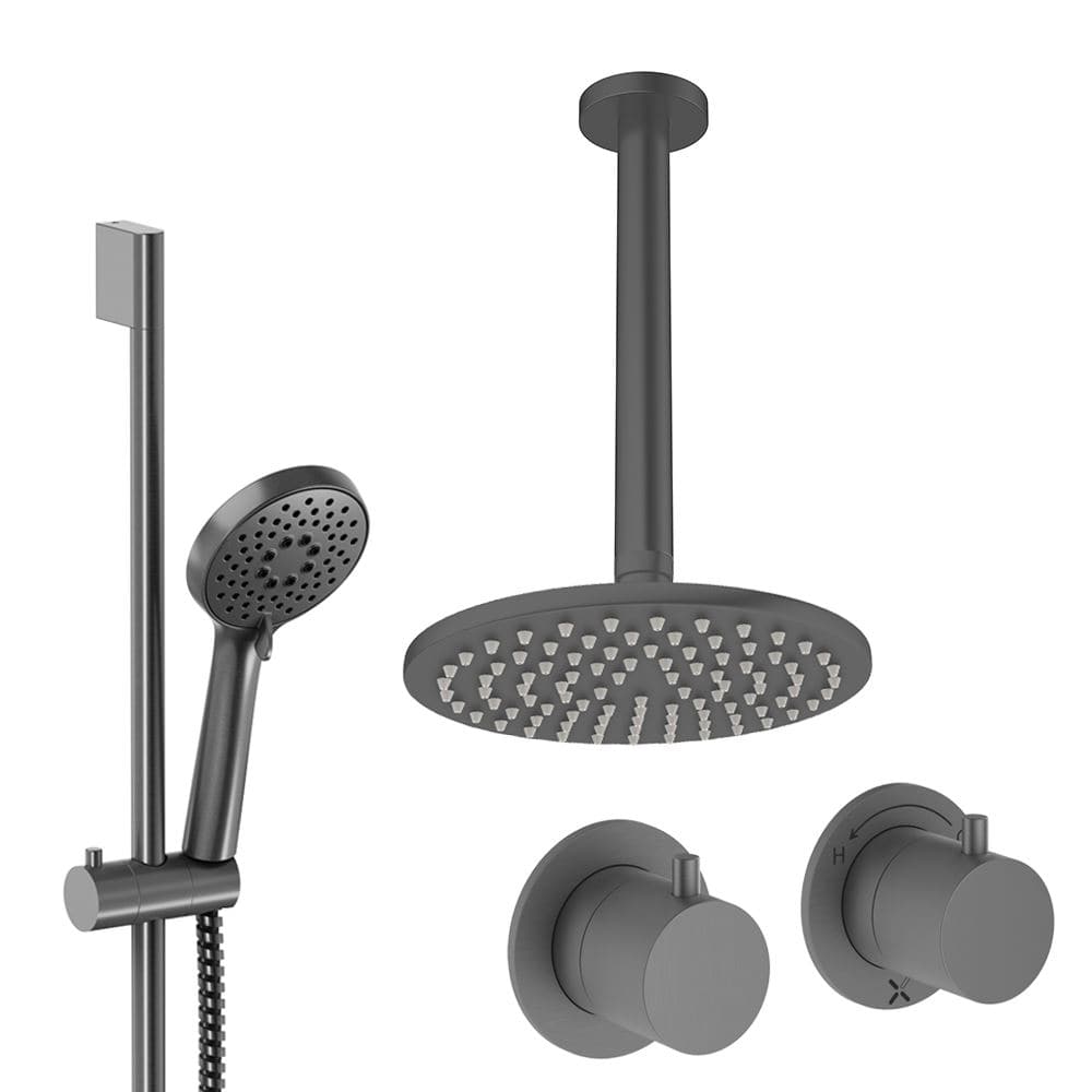 UK Bathroom Store Concealed Shower Set Crosswater Module Shower Set 2 with Riser Rail Kit and Overhead Shower