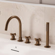 Crosswater 5 Tap Hole Bath Set Brushed Bronze Crosswater MPRO Crosshead 5 Hole Bath and Shower Mixer with Shower Set