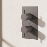 Crosswater Concealed Shower Valve Slate Crosswater MPRO 2 Outlet, 2 Handle Portrait Concealed Thermostatic Shower Valve (Bath/Handset)