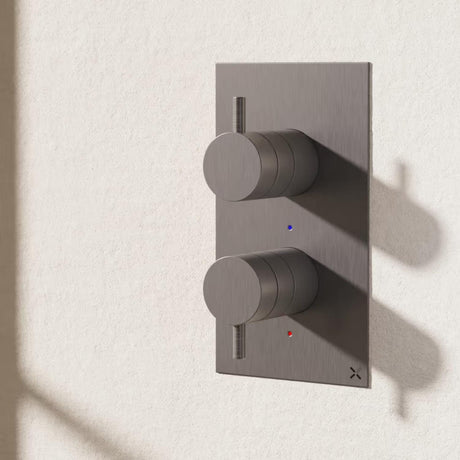 Crosswater Concealed Shower Valve Slate Crosswater MPRO 2 Outlet, 2 Handle Portrait Concealed Thermostatic Shower Valve (Bath/Handset)