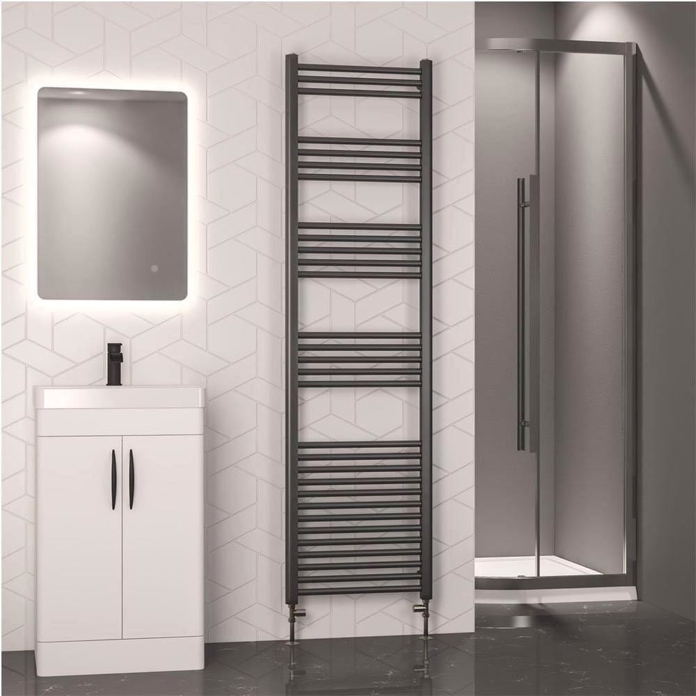 Eastbrook Ladder Rail 1800 x 500mm / Dual Fuel Eastbrook Wendover Straight Heated Towel Rail in Brushed Gunmetal