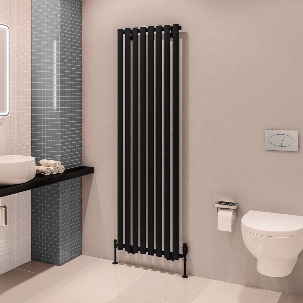 Eastbrook Tunstall Straight Vertical Designer Radiator in Matt Black ...