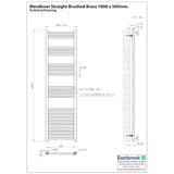 Eastbrook Wendover Straight Heated Towel Rail in Brushed Brass