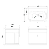 Burlington Wall Mounted Vanity Unit Burlington Chalfont 650mm Wall Mounted Single Drawer Vanity Unit with Basin
