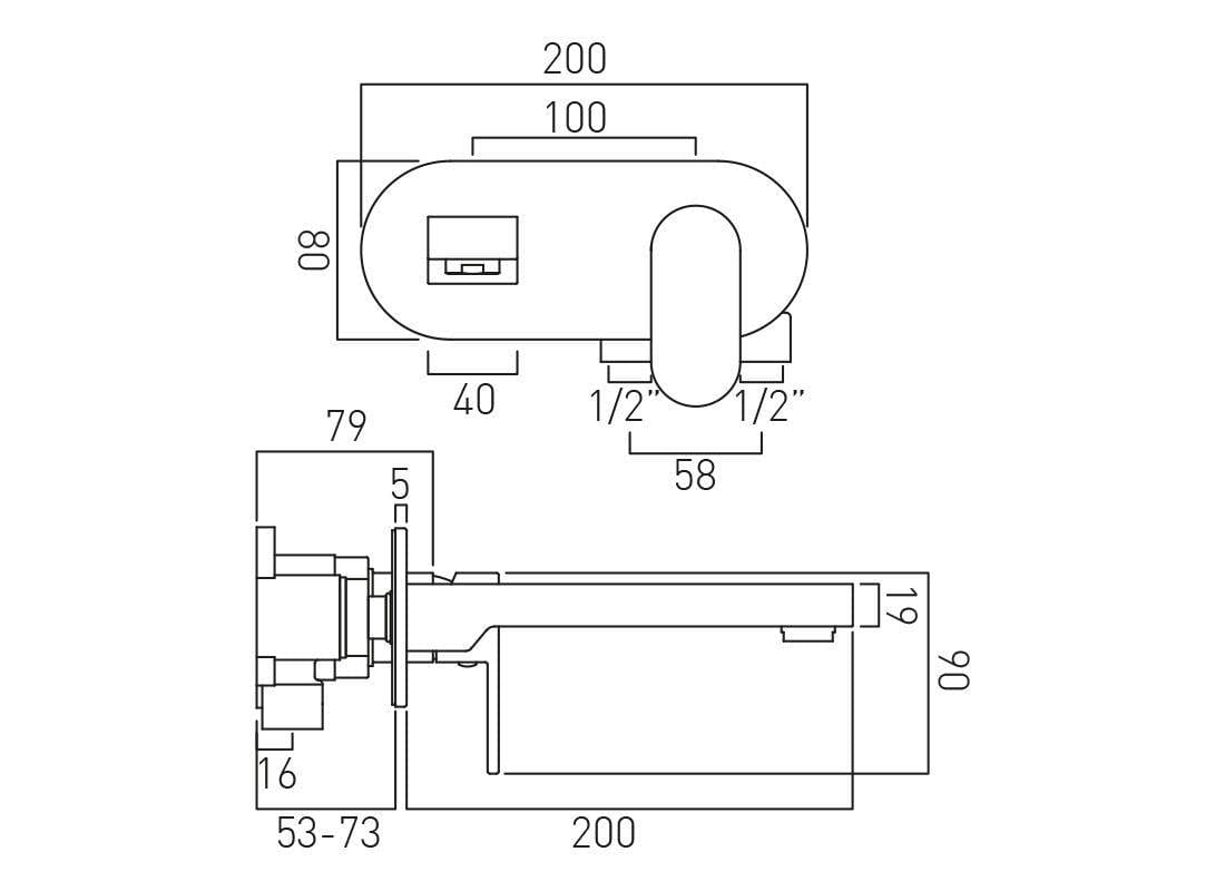 VADO Wall Mounted Basin Tap Vado Life Wall Mounted Basin Mixer Tap with 200mm Spout - Chrome - LIF-109SA-200-CP