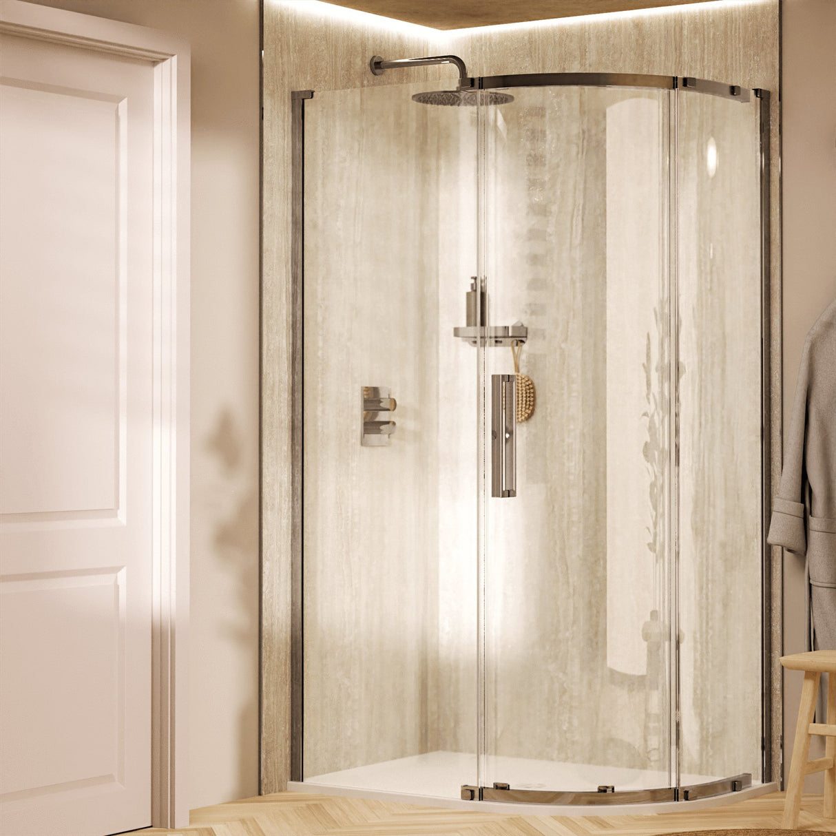 Crosswater Quadrant Shower Enclosure 1200 x 800 / Chrome Crosswater Asura 8mm Quadrant Sliding Shower Door