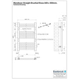 Eastbrook Wendover Straight Heated Towel Rail in Brushed Brass