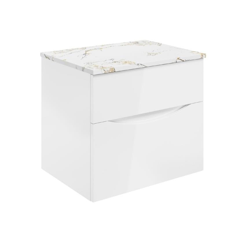 Crosswater Wall Mounted Vanity Unit Crosswater Glide II Wall Mounted Two Drawer Vanity Unit with Worktop