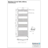 Eastbrook Wendover Curved Vertical Heated Towel Rail in Chrome