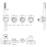 UK Bathroom Store Concealed Shower Set Crosswater Module Plus Push Shower Set 2 - 2 Outlet with Revive Steel Overhead and Pencil Handset