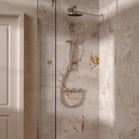 UK Bathroom Store Concealed Shower Set Brushed Nickel / Wall Arm / 200mm Crosswater Module Shower Set 2 with Riser Rail Kit and Overhead Shower