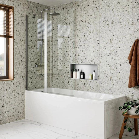 Crosswater Bath Screen Slate Crosswater Clear 6 Double Panel Hinged Bath Screen