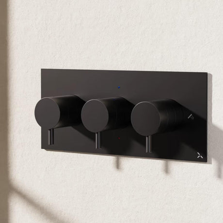 Crosswater Concealed Shower Valve Matt Black Crosswater MPRO 3 Outlet, 3 Handle Landscape Concealed Thermostatic Shower Valve