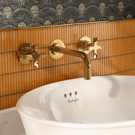 Burlington Wall Mounted Basin Tap Gold Burlington Riviera Wall Mounted 3 Hole Basin Mixer Tap