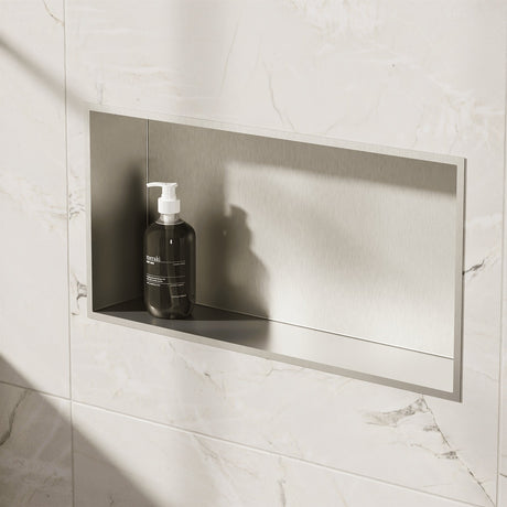 Crosswater Shower Niche Brushed Nickel Crosswater Rectangular Shower Niche - 610 x 305 x 120mm