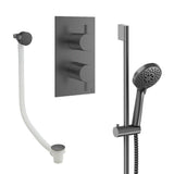 Crosswater Concealed Shower Set Slate Crosswater Design 2 Handle 2 Outlet Shower Set 6 with Slide Rail Kit and Overflow Bath Filler