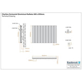 Eastbrook Panel Radiator Eastbrook Charlton Horizontal Aluminium Designer Radiator in Matt White