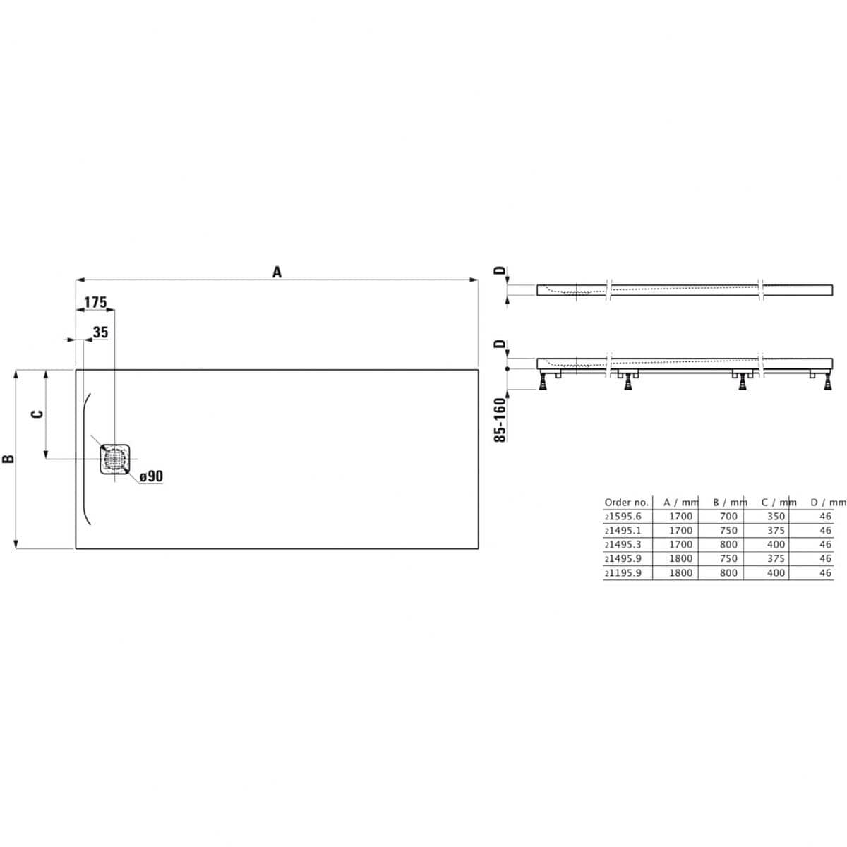 Laufen Laufen Marbond PRO Rectangular Tray with Waste in White