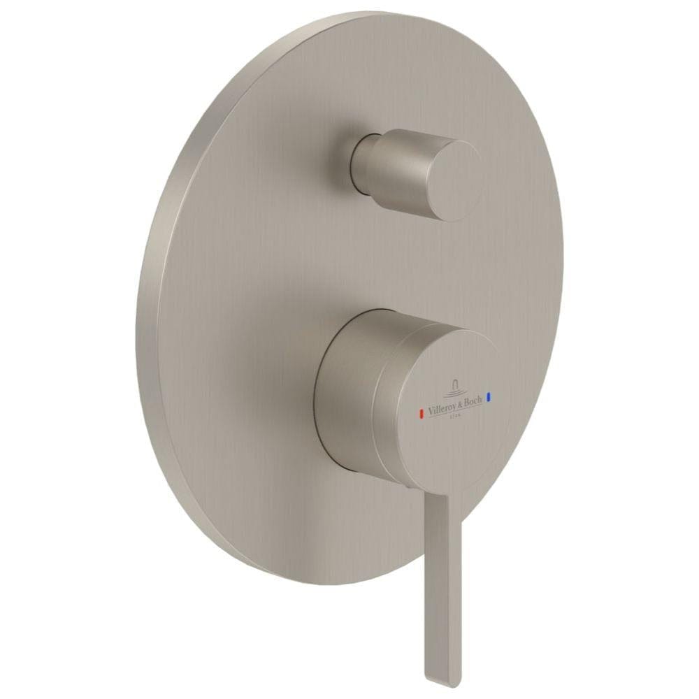 Villeroy & Boch Concealed Shower Valve Brushed Nickel Villeroy & Boch Dawn Concealed 2-Outlet Single Lever Trim Set