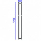 Reina Designer Towel Radiator Reina Todi Heated Vertical Towel Rail with Hooks - 1200 x 108 mm - in Matt Black