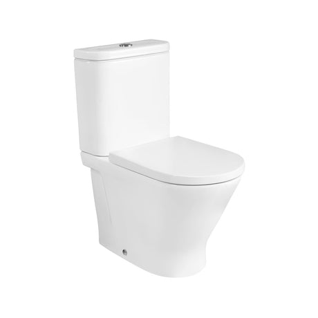 Roca Close Coupled Toilet Roca The Gap Round Compact Close Coupled Back to Wall Rimless Toilet with Soft Close Seat